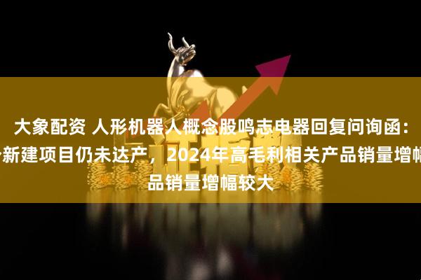大象配资 人形机器人概念股鸣志电器回复问询函：有4个新建项目仍未达产，2024年高毛利相关产品销量增幅较大