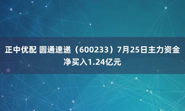 正中优配 圆通速递（600233）7月25日主力资金净买入1.24亿元