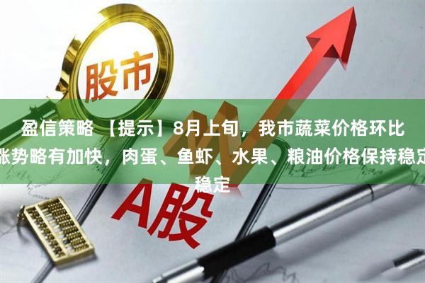 盈信策略 【提示】8月上旬，我市蔬菜价格环比涨势略有加快，肉蛋、鱼虾、水果、粮油价格保持稳定